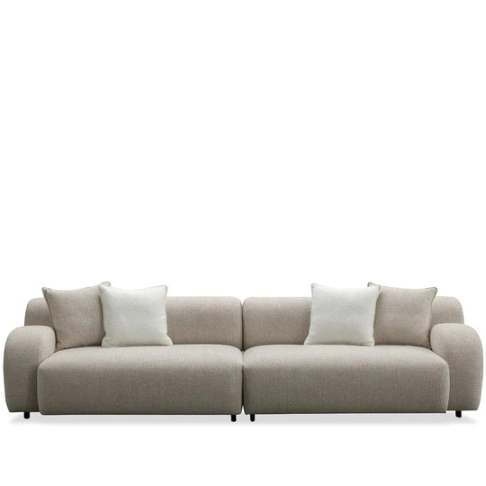 Modern mixed weave fabric 4 seater sofa ench in white background.