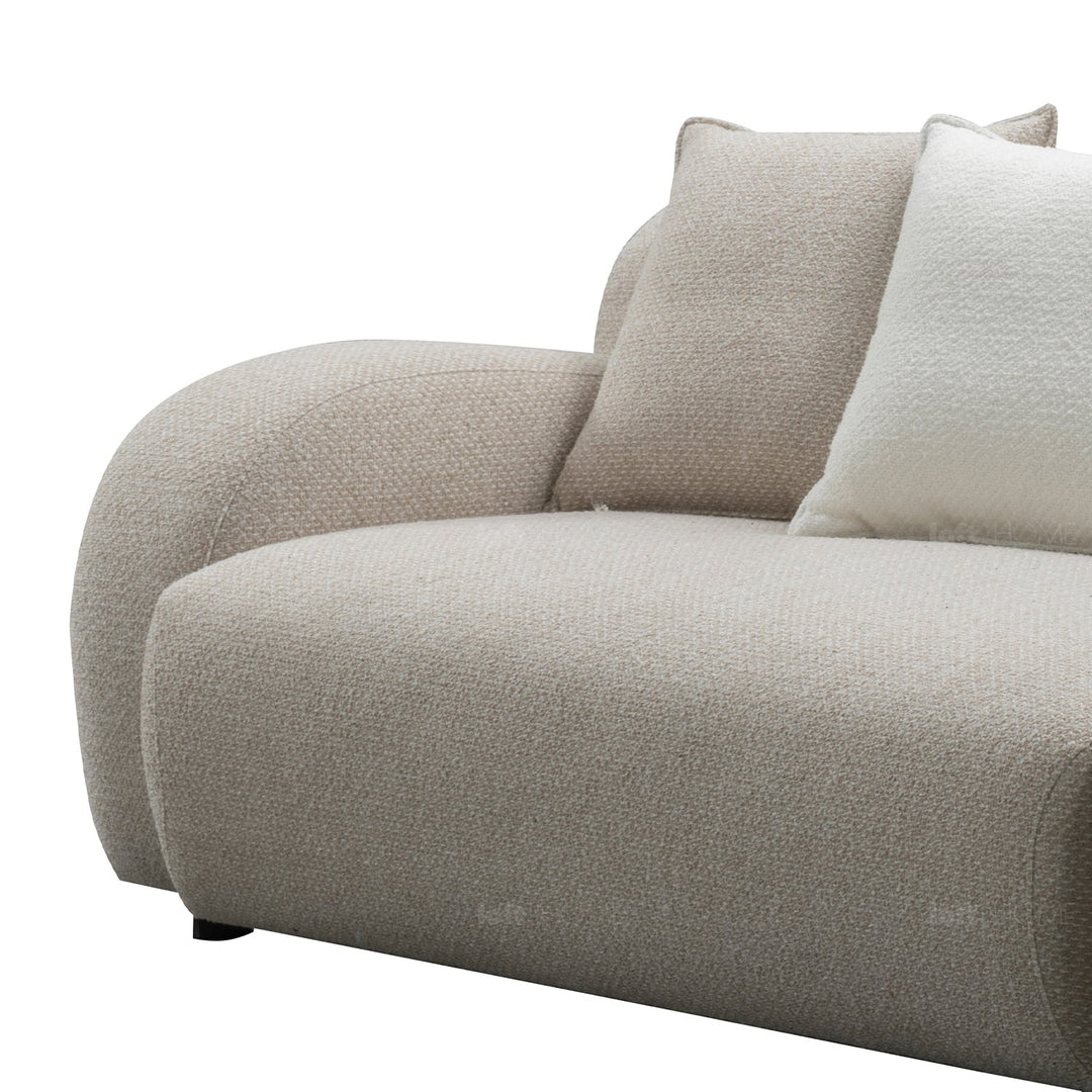 Minimalist fabric 4 seater sofa ench with context.