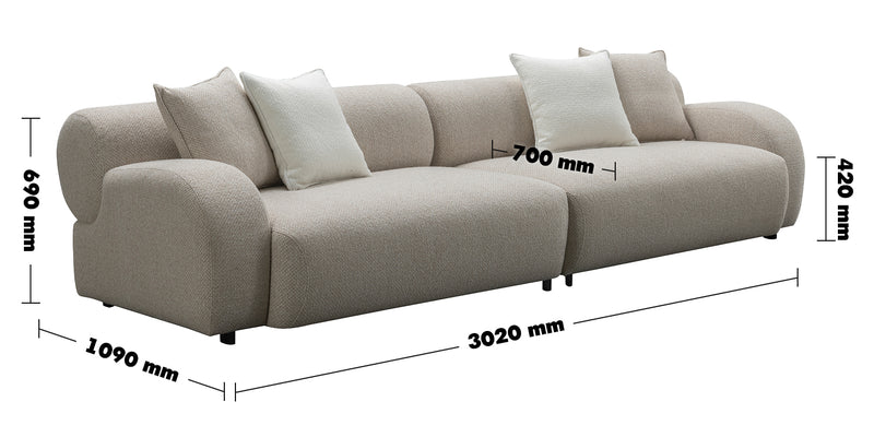 Modern Mixed Weave Fabric 4 Seater Sofa ENCH Size Chart