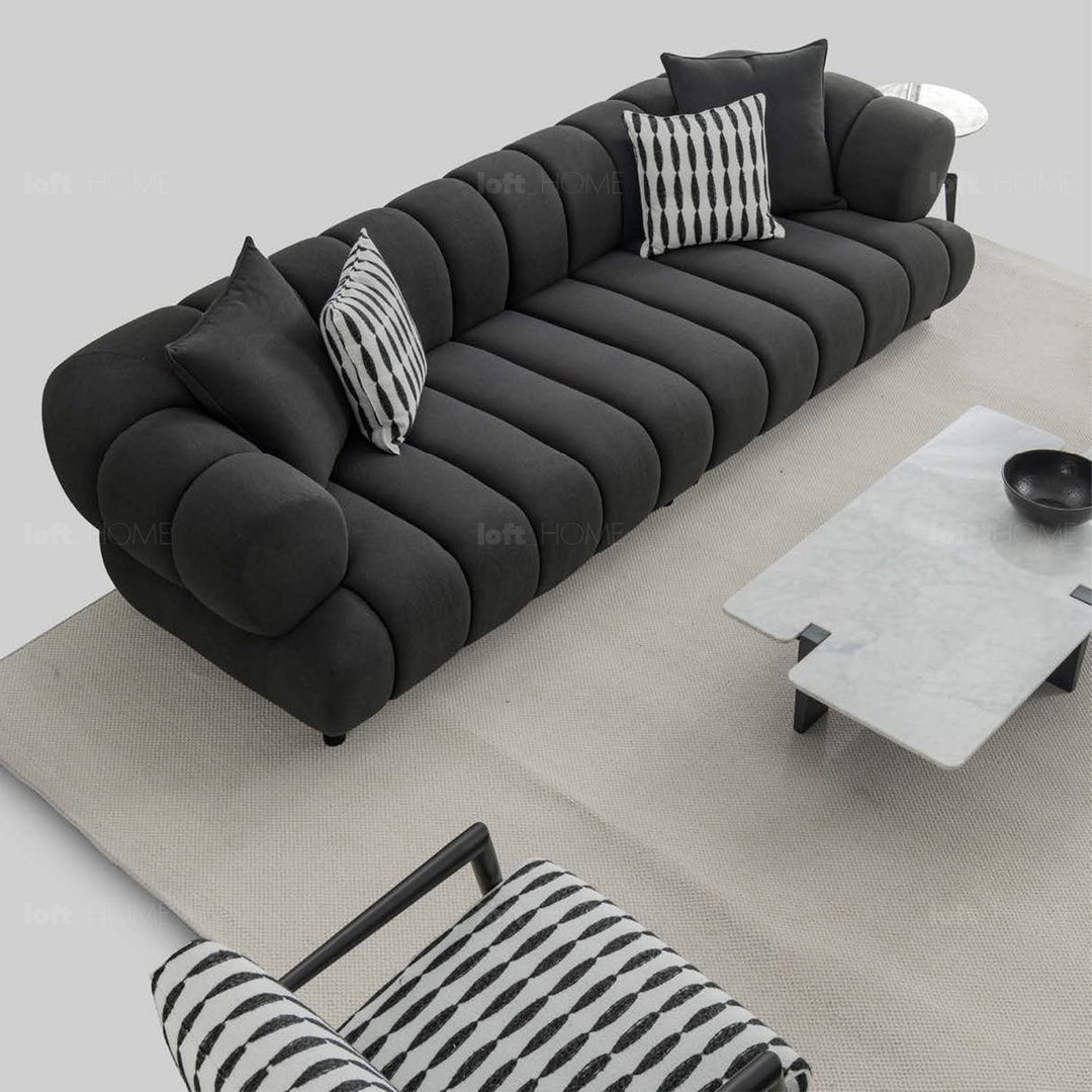 Minimalist fabric 4 seater sofa lace material variants.