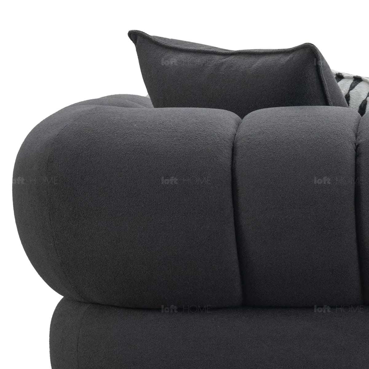 Modern sherpa fabric 5 seater sofa lace in details.