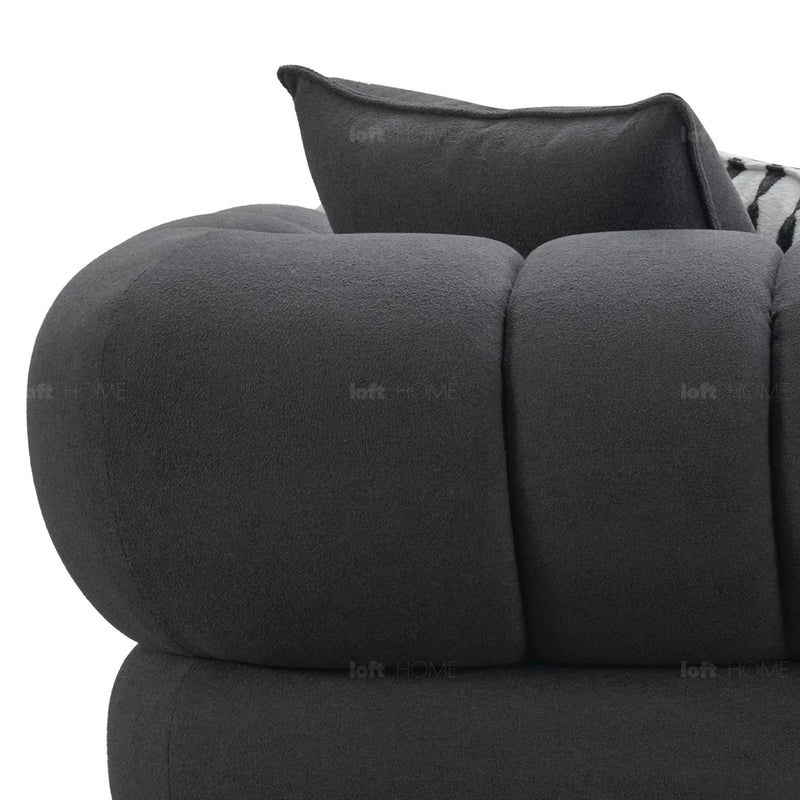 Modern sherpa fabric 5 seater sofa lace in details.
