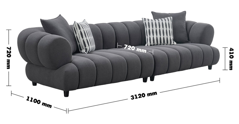 Modern Sherpa Fabric 5 Seater Sofa LACE Size Chart