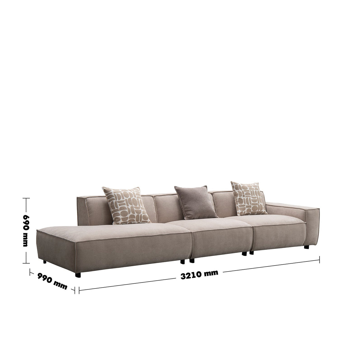 Minimalist fabric 4.5 seater sofa glade size charts.