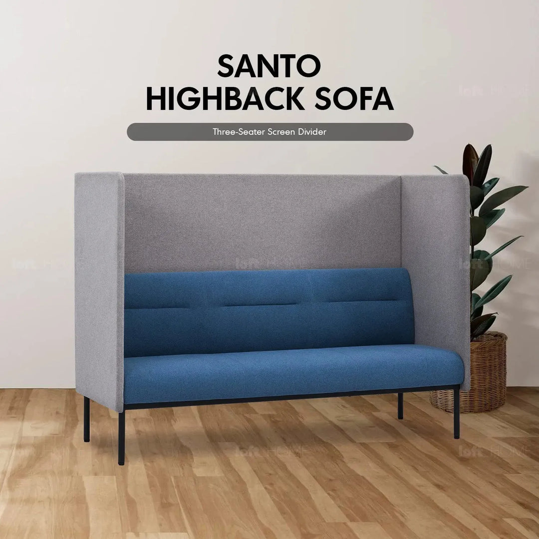 Minimalist fabric highback 3 seater sofa santo material variants.