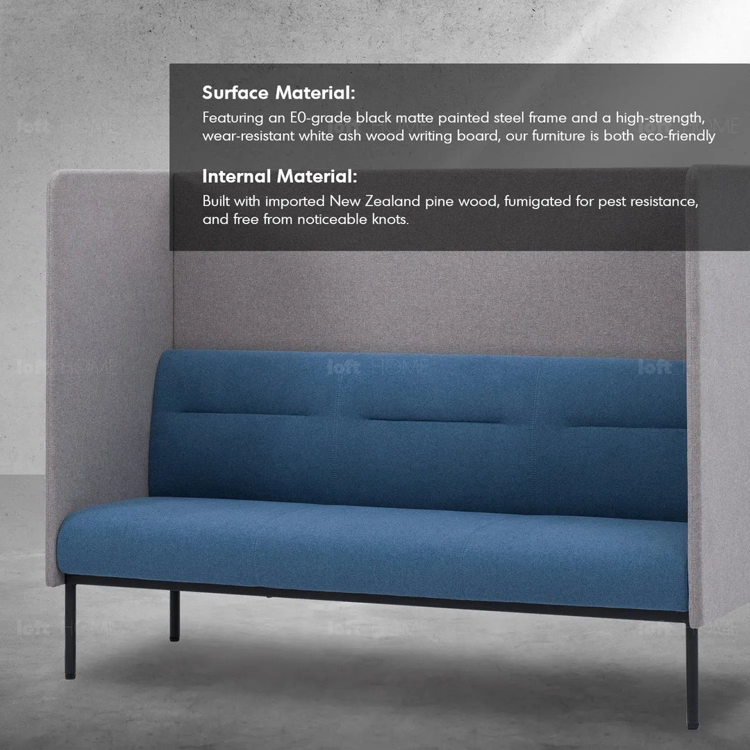 Minimalist fabric highback 3 seater sofa santo in details.