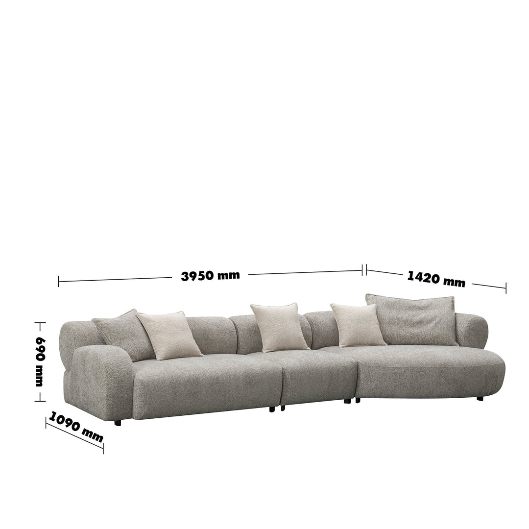 Minimalist fabric l shape sectional sofa ench 2+l size charts.