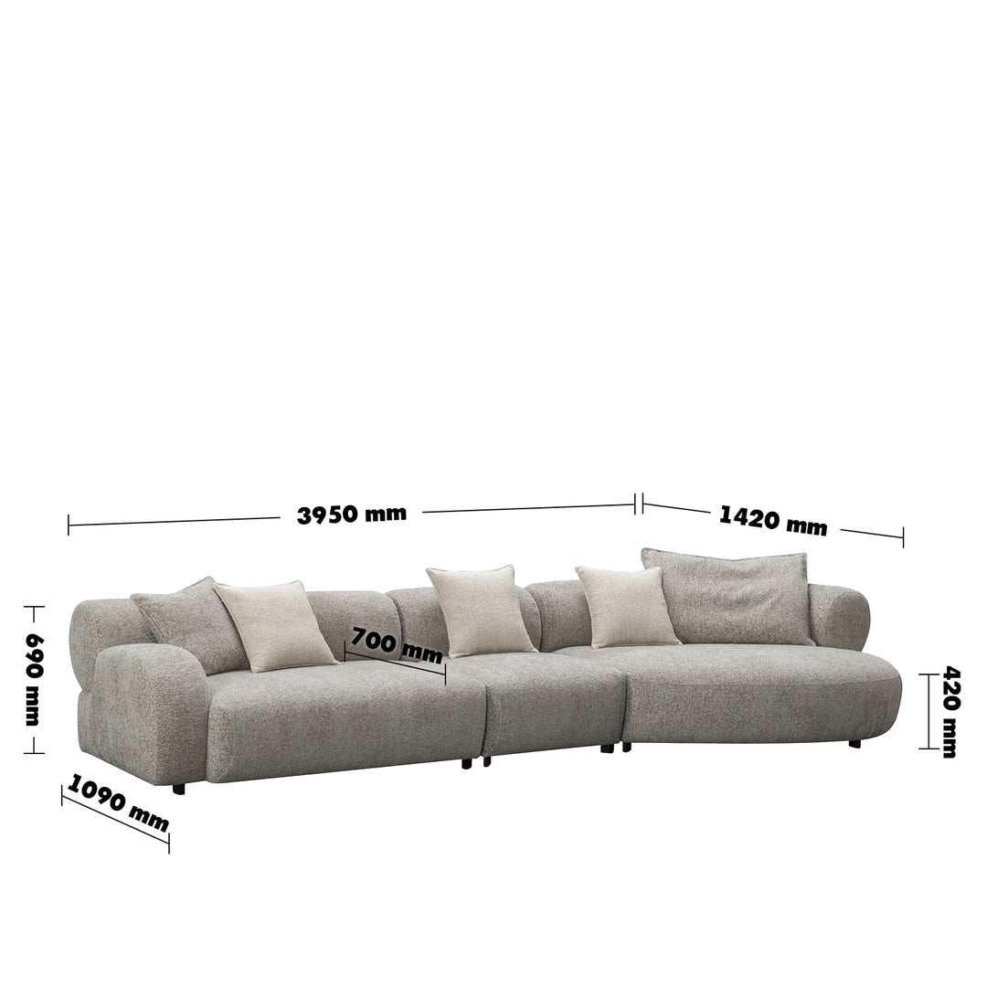 Minimalist Mixed Weave Fabric L Shape Sectional Sofa ENCH 4+L