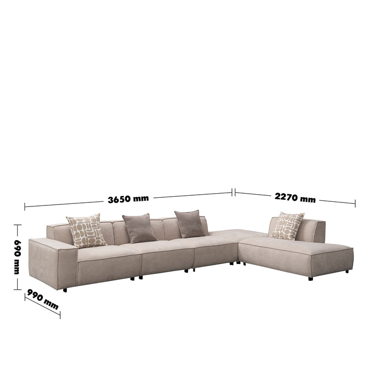 Minimalist fabric l shape sectional sofa glade 3+ottoman+l size charts.