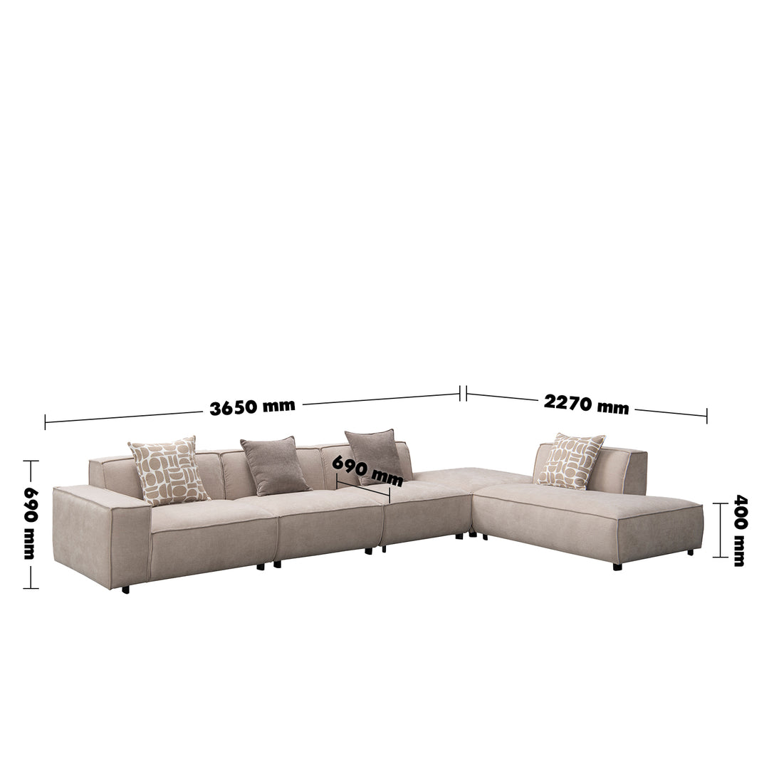 Minimalist Mixed Weave Fabric L Shape Sectional Sofa GLADE 3+Ottoman+L