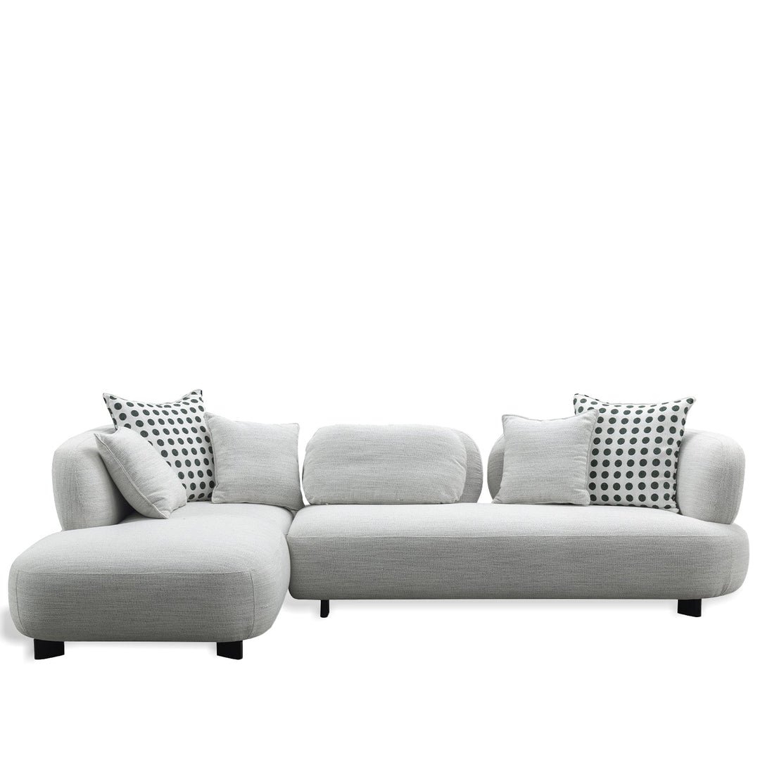 Minimalist mixed weave fabric l shape sectional sofa monti 4+l in still life.