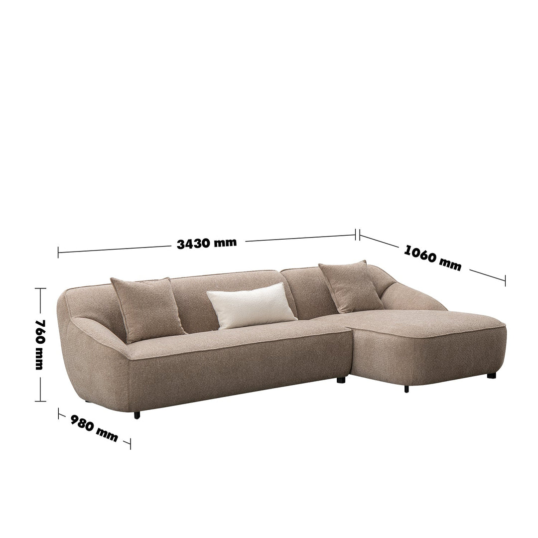 Minimalist fabric l shape sectional sofa sphia 3+l size charts.