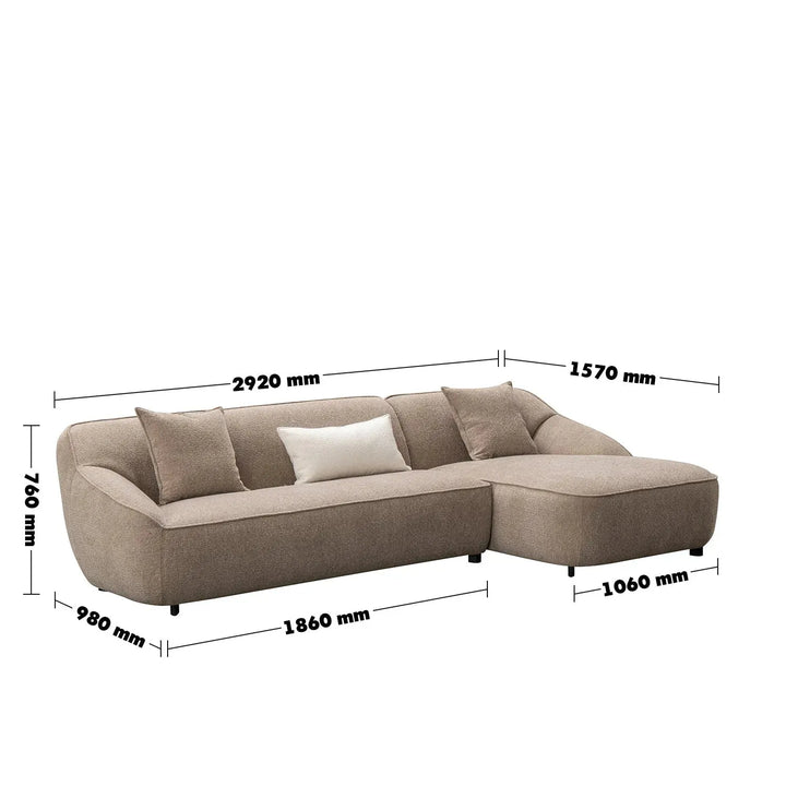 Minimalist mixed weave fabric l shape sectional sofa sphia 3.5+l size charts.