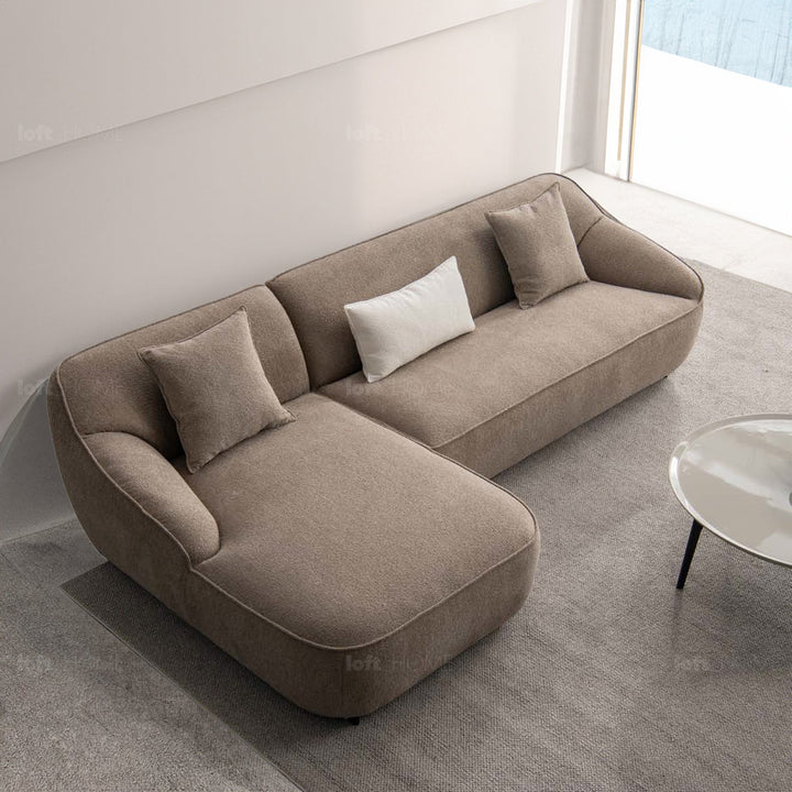 Minimalist fabric l shape sectional sofa sphia 3+l material variants.