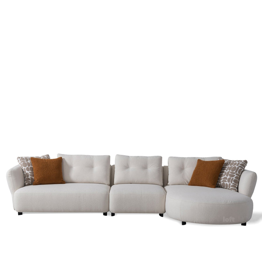 Minimalist fabric l shpe sectional sofa luxe 3+l in white background.