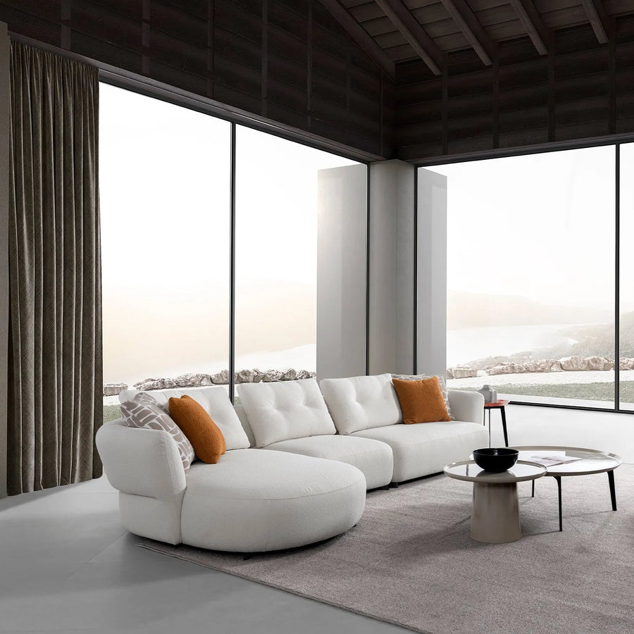 Minimalist sherpa fabric l shape sectional sofa luxe 3+l primary product view.