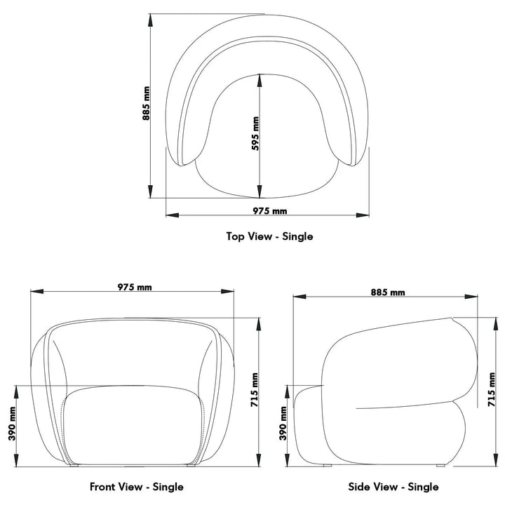 Minimalist fabric 1 seater sofa pod size charts.