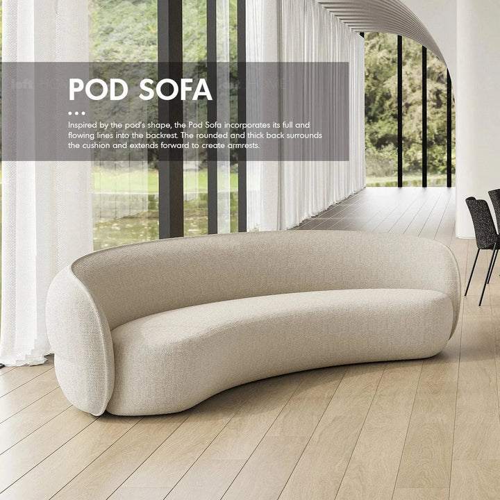 Minimalist fabric 1 seater sofa pod in real life style.