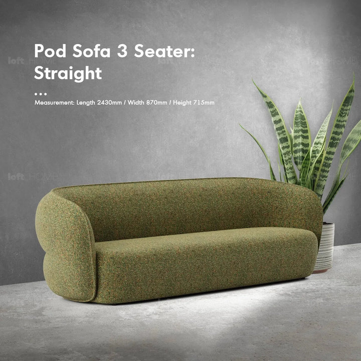 Minimalist fabric 1 seater sofa pod in details.