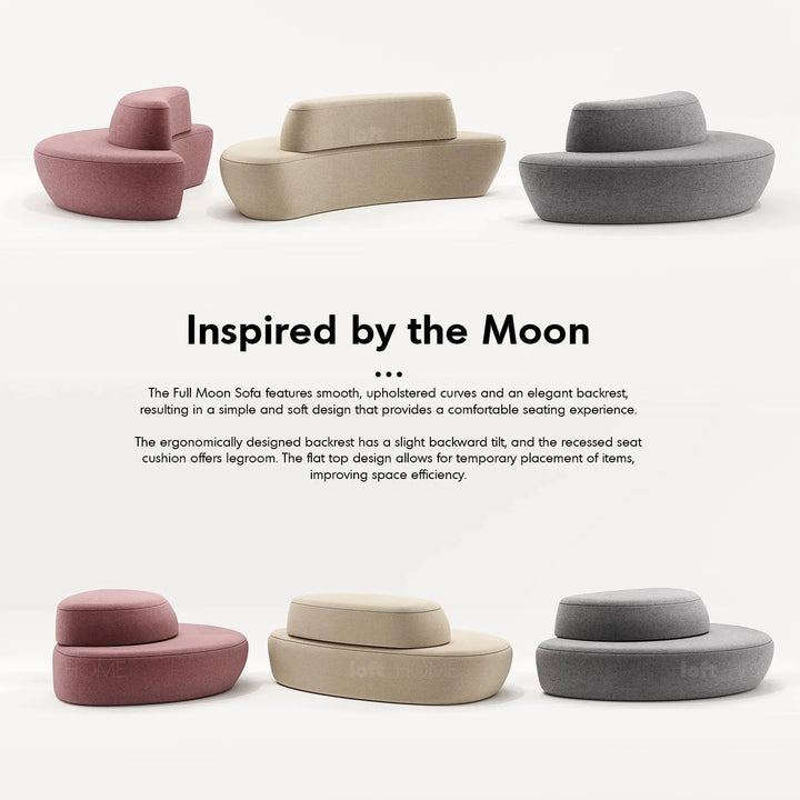 Minimalist fabric modular 3 seater sofa moon with context.