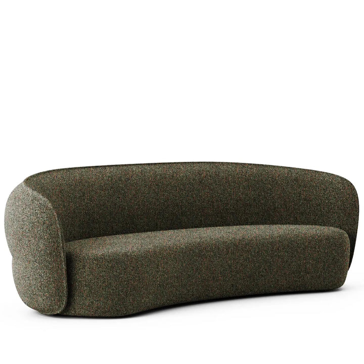 Minimalist fabric curved 3 seater sofa pod detail 9.