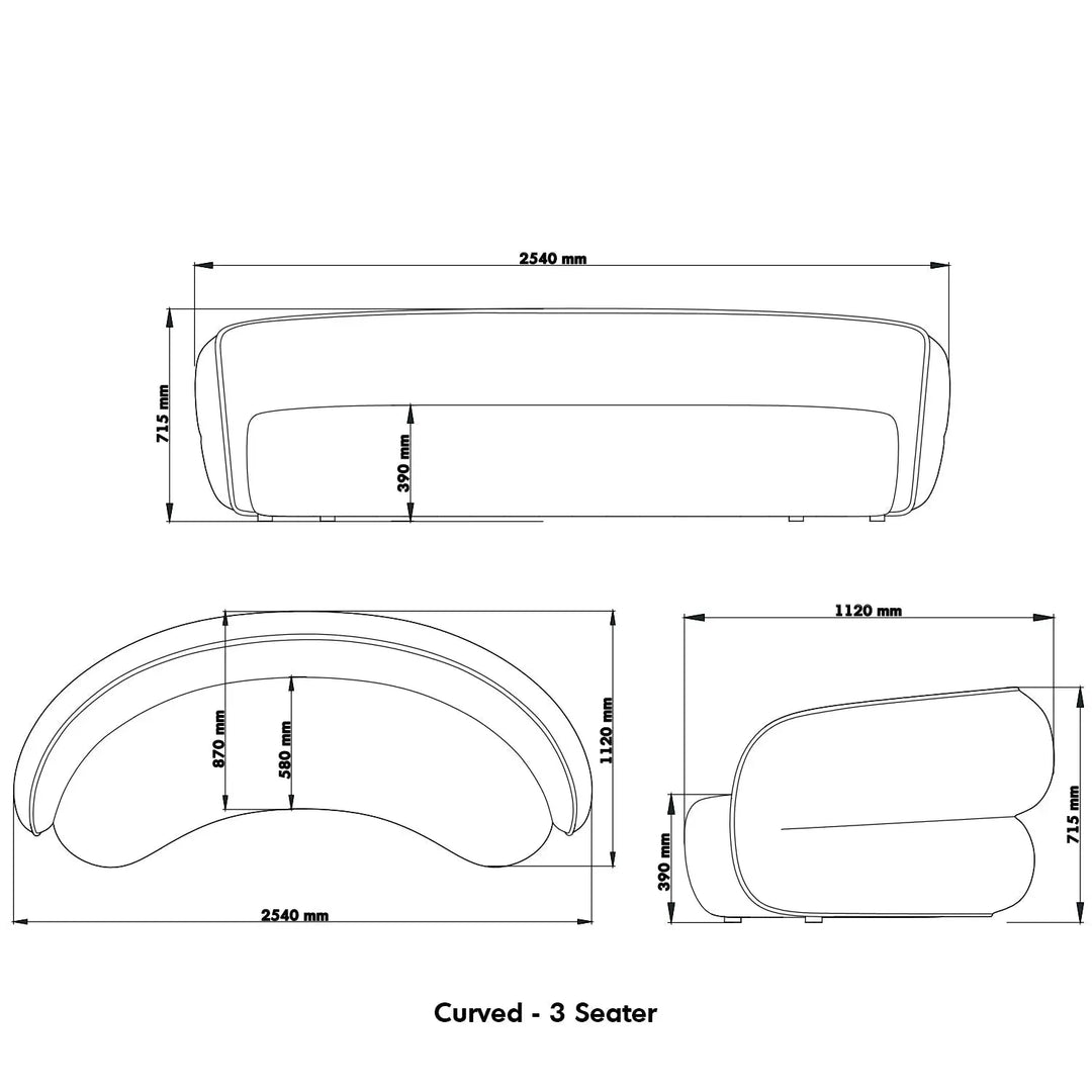 Minimalist fabric curved 3 seater sofa pod size charts.