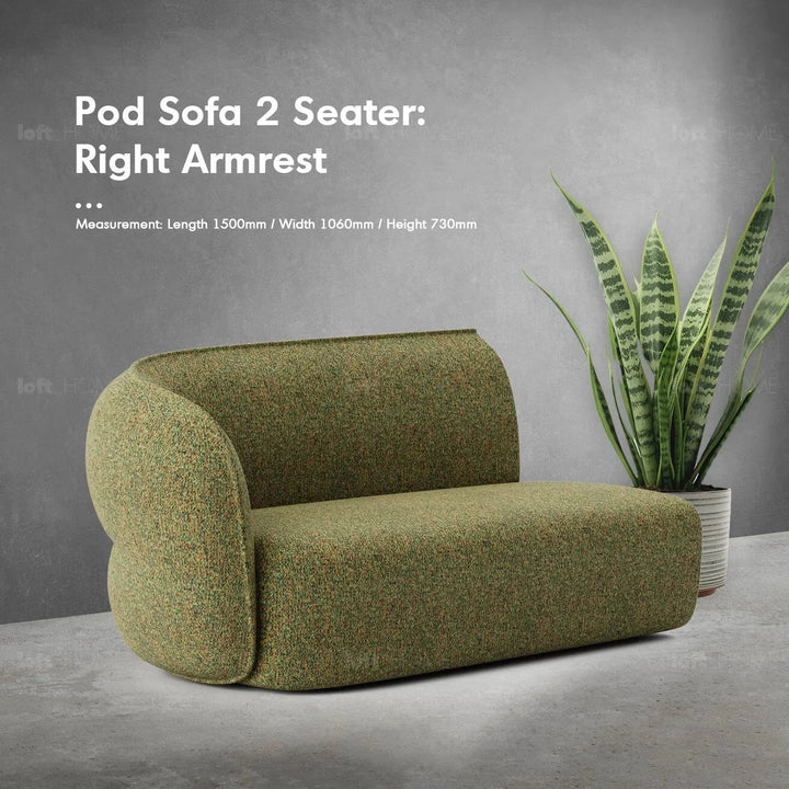 Minimalist fabric modular joint connection sofa pod in still life.