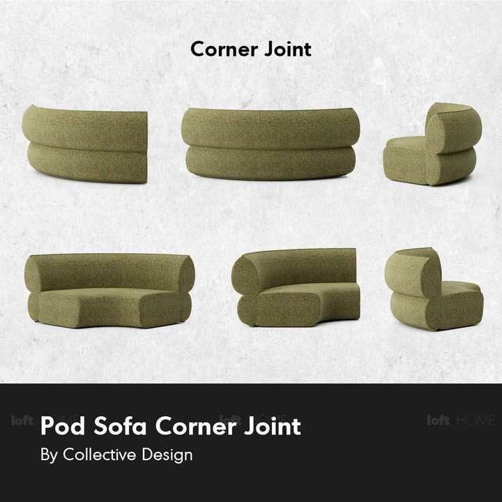 Minimalist fabric modular joint connection sofa pod detail 2.