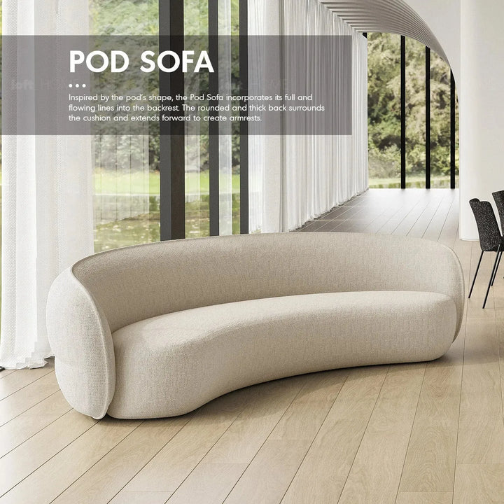 Minimalist fabric modular joint connection sofa pod in details.