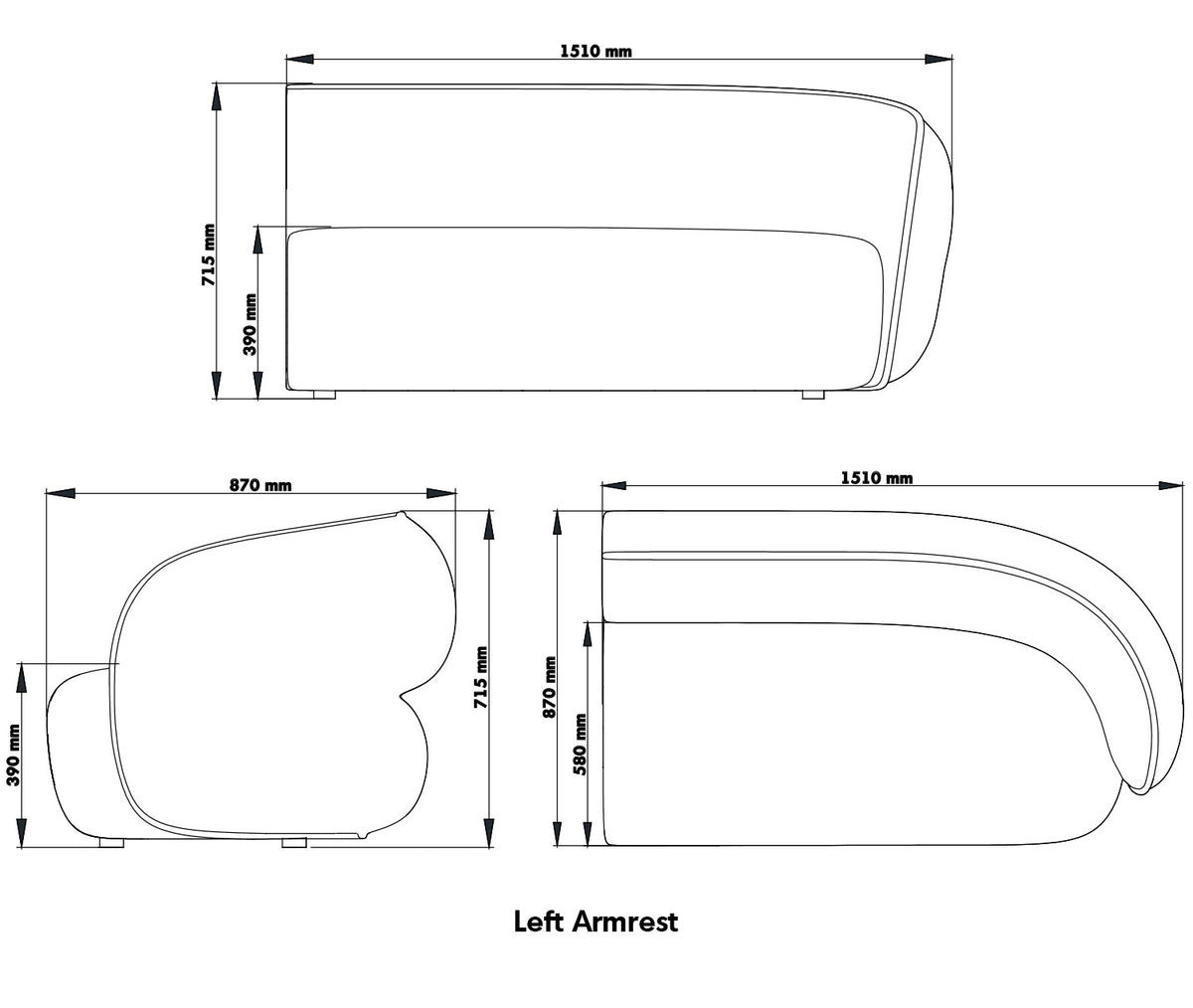 Minimalist Fabric Modular Straight Armrest 2 Seater Sofa POD Size Chart