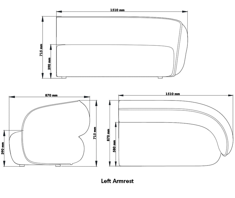 Minimalist Fabric Modular Straight Armrest 2 Seater Sofa POD Size Chart