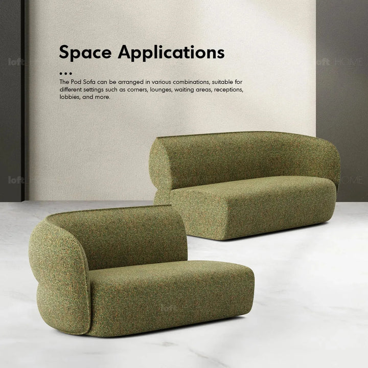 Minimalist fabric modular straight 2 seater armrest sofa pod situational feels.