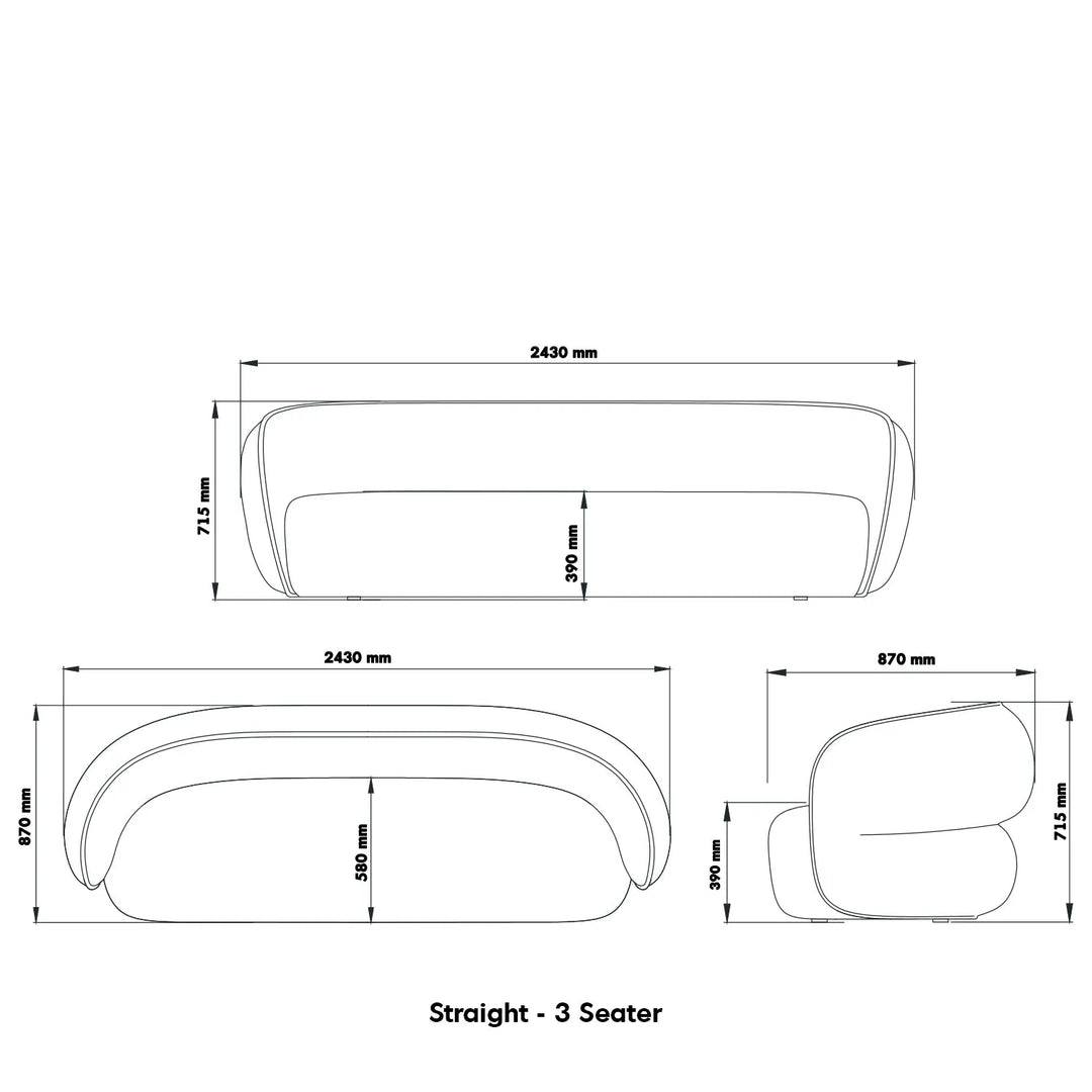 Minimalist fabric straight 3 seater sofa pod size charts.