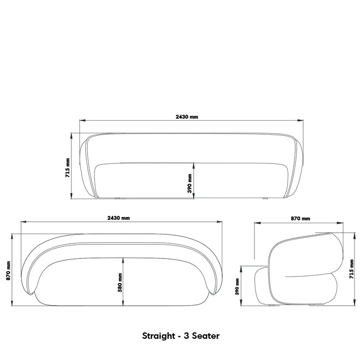 Minimalist fabric straight 3 seater sofa pod size charts.