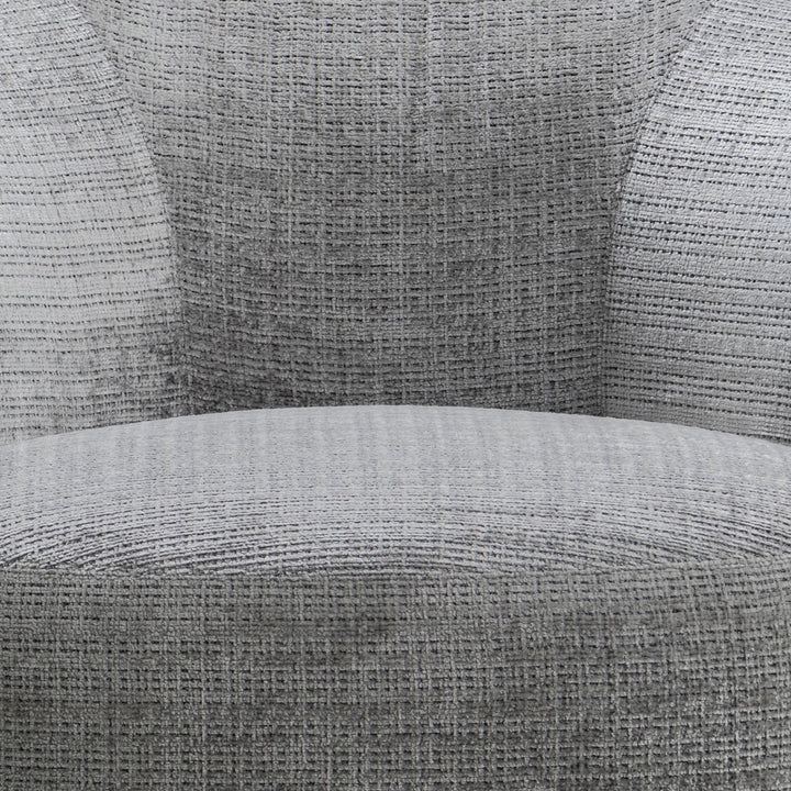 Minimalist fabric revolving 1 seater sofa criet in panoramic view.