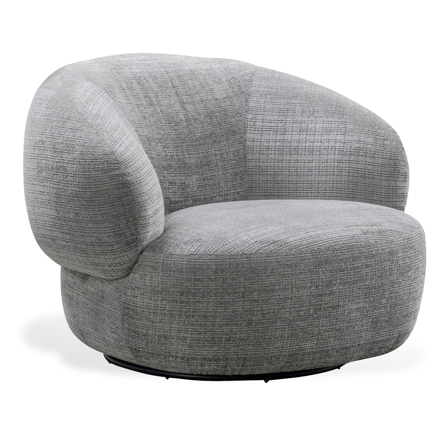 Minimalist fabric revolving 1 seater sofa criet in white background.