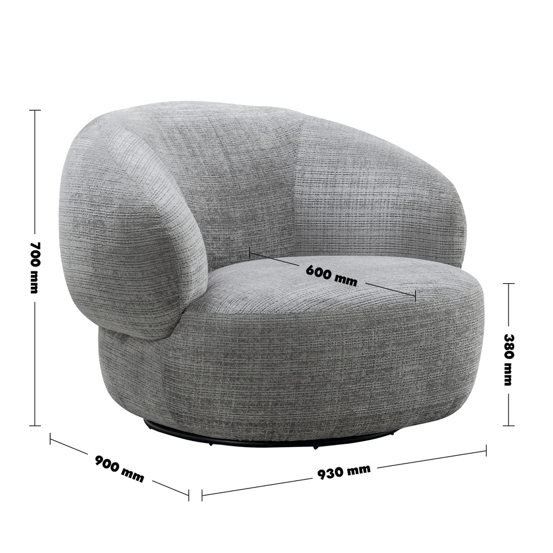 Minimalist Mixed Weave Fabric Revolving 1 Seater Sofa CRIET