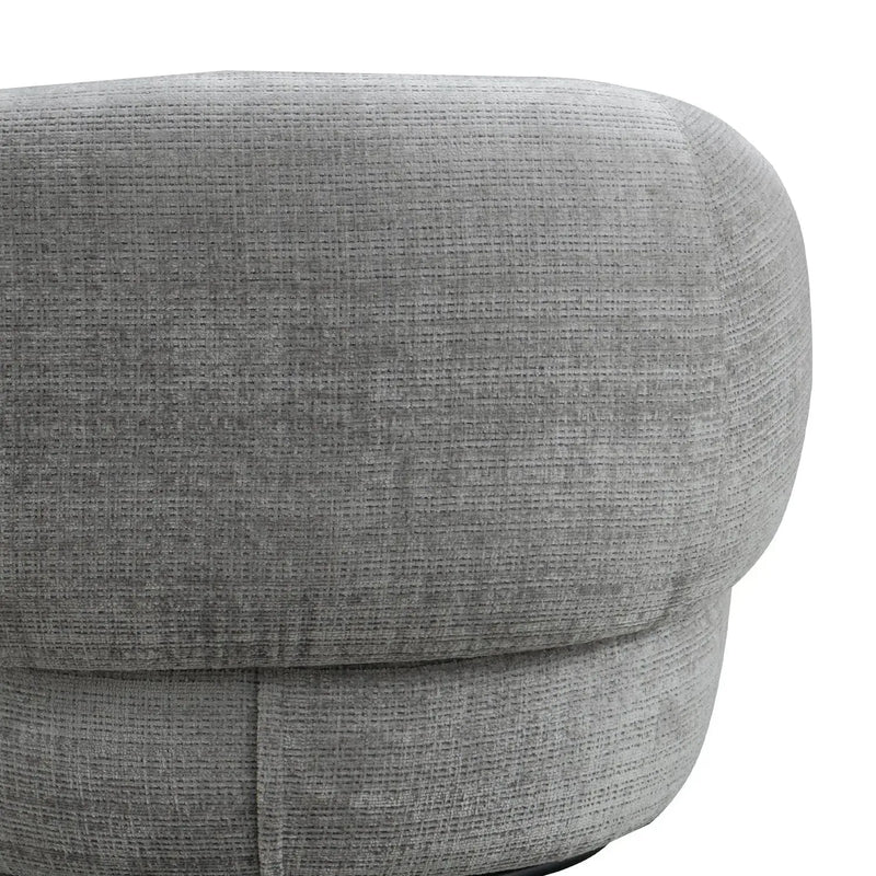 Cream mixed weave fabric revolving 1 seater sofa criet in details.