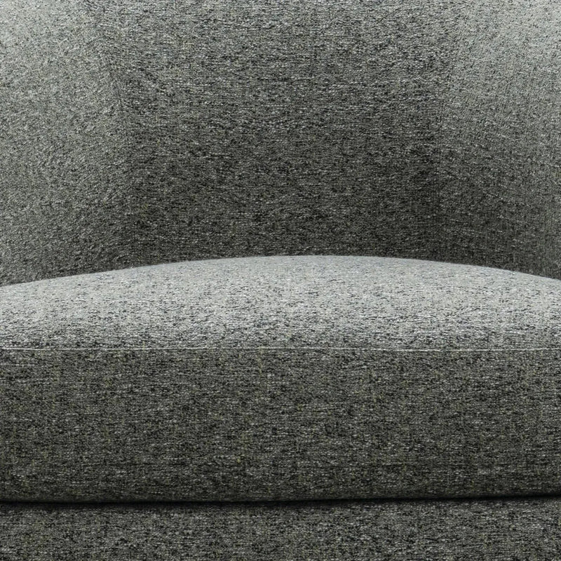 Modern mixed weave fabric revolving 1 seater sofa goyle in panoramic view.