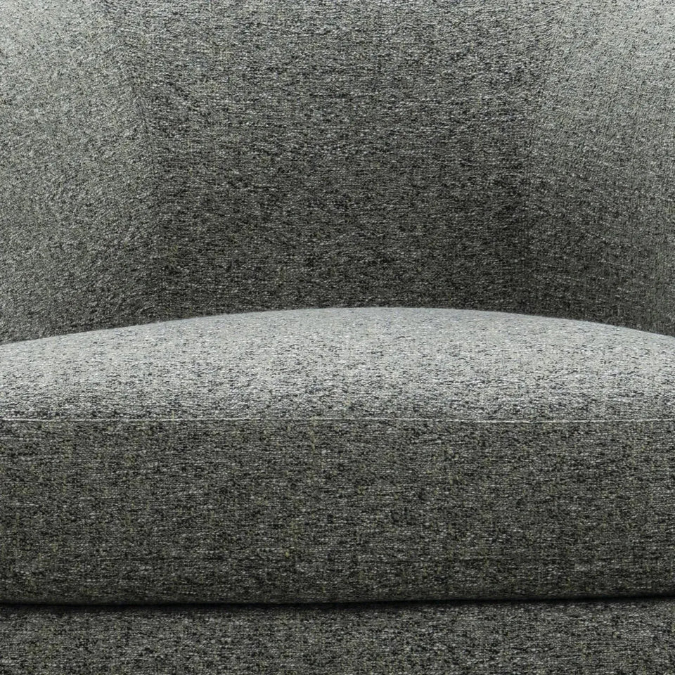 Modern mixed weave fabric revolving 1 seater sofa goyle in panoramic view.