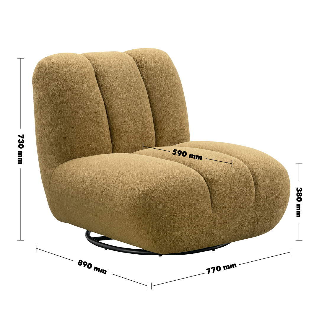 Minimalist Sherpa Fabric Revolving 1 Seater Sofa LIMESTONE