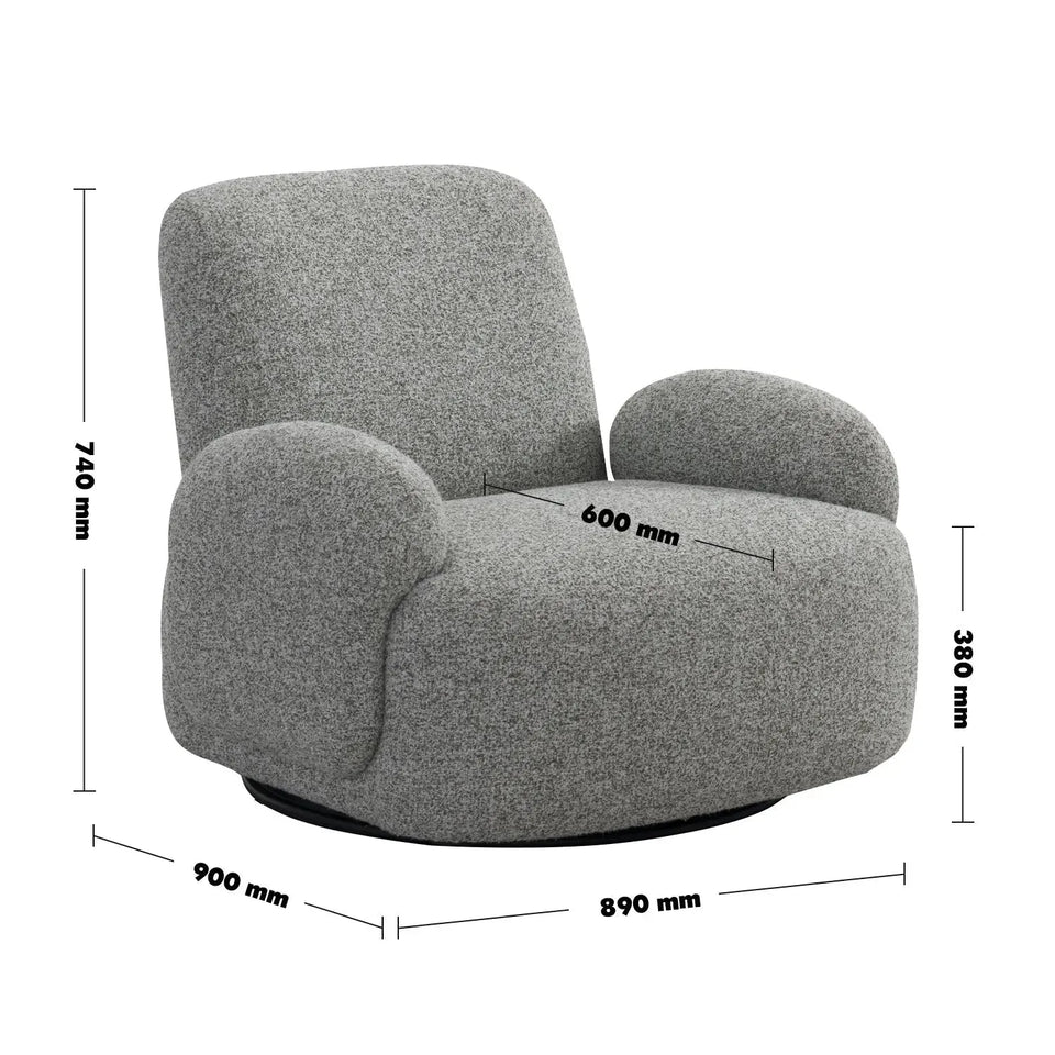 Cream mixed weave fabric revolving 1 seater sofa parapet size charts.