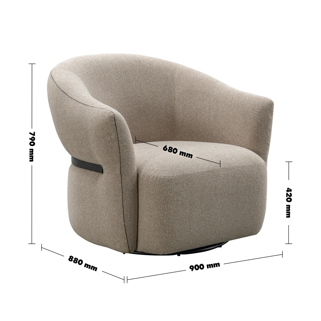 Minimalist Mixed Weave Fabric Revolving 1 Seater Sofa SLATE