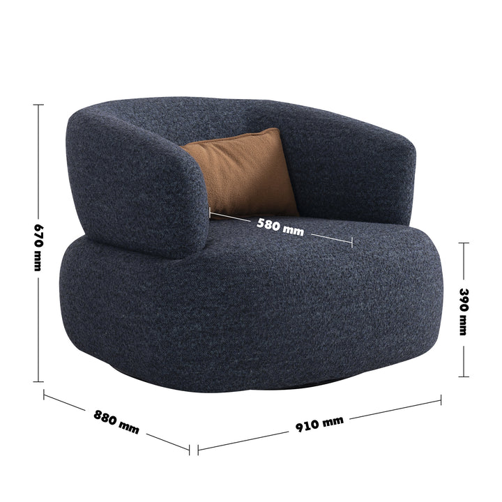 Minimalist Boucle Fabric Revolving 1 Seater Sofa VANCE