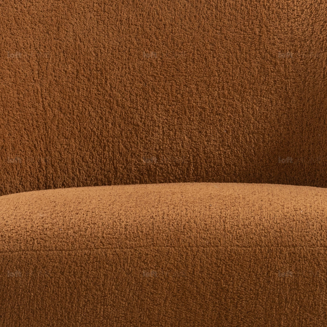 Minimalist fabric revolving 1 seater sofa vigor in panoramic view.