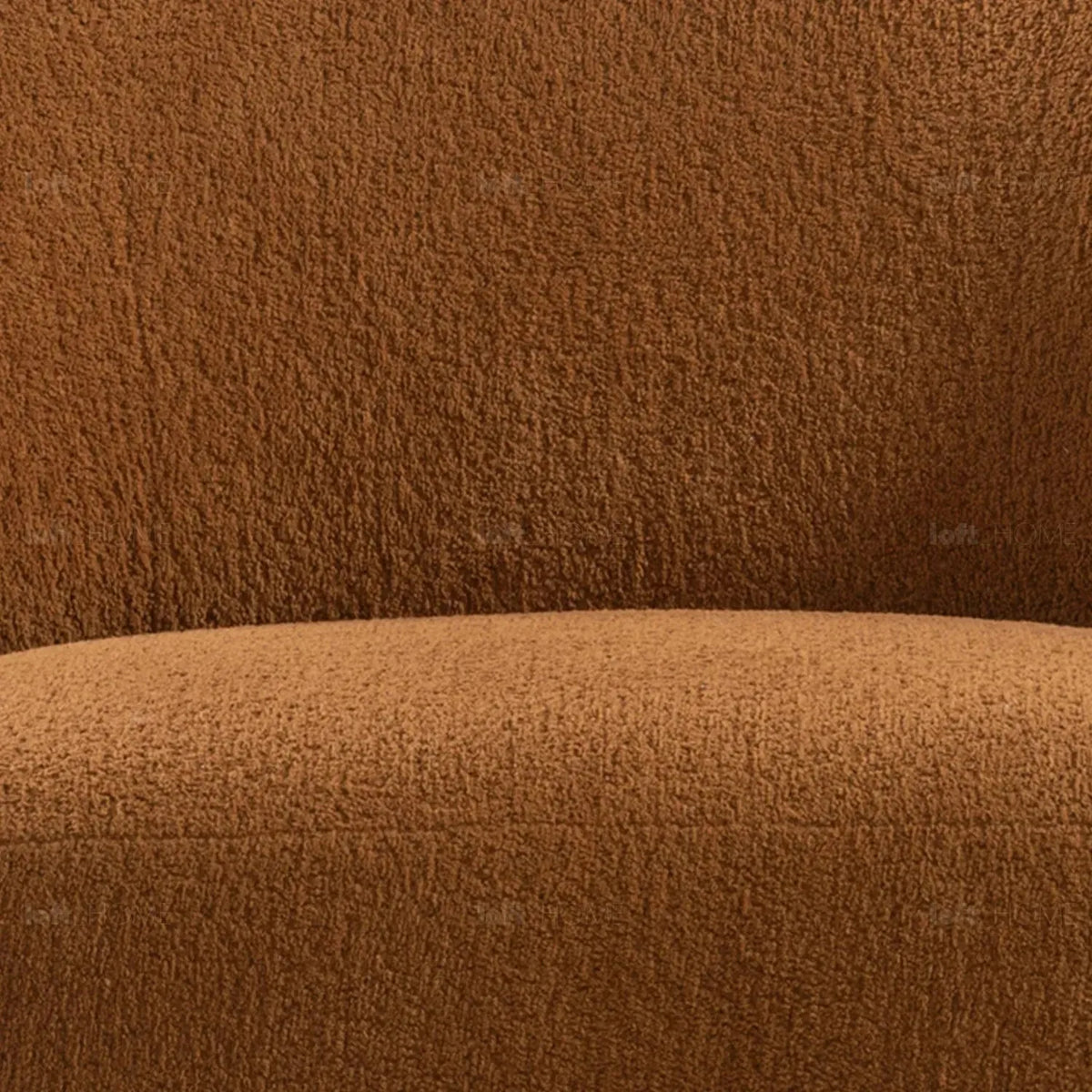 Cream sherpa fabric revolving 1 seater sofa vigor in panoramic view.