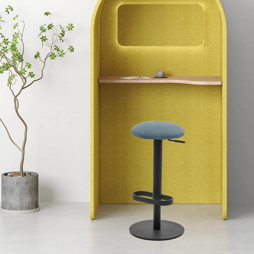 Minimalist fabric round bar stool shell primary product view.