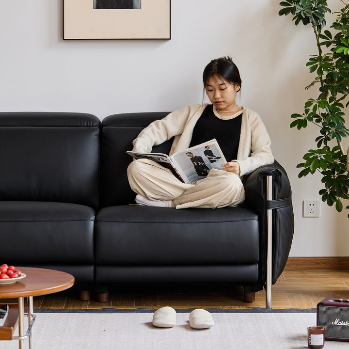 Minimalist genuine leather electric recliner 3 seater sofa calmera conceptual design.