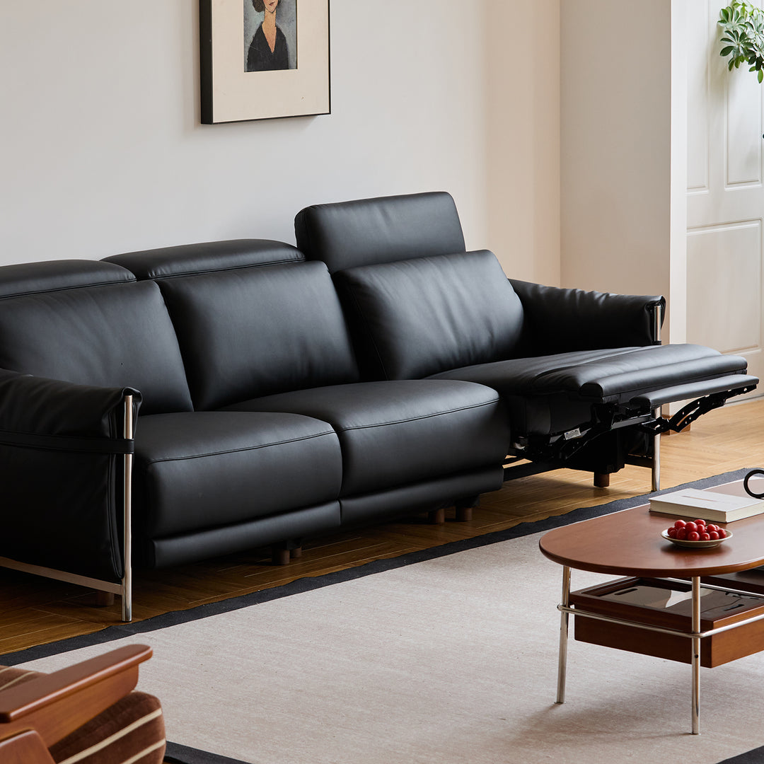 Minimalist genuine leather electric recliner 3 seater sofa calmera primary product view.
