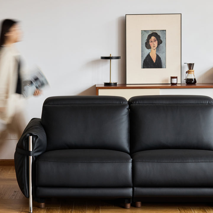 Minimalist genuine leather electric recliner 2 seater sofa calmera conceptual design.